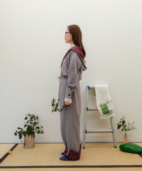 PAMM（パム） オールインワン 肌色のストライプジャンプスーツ