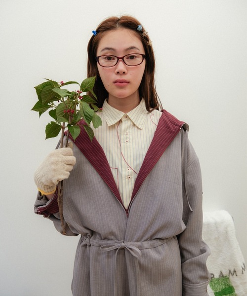 PAMM（パム） オールインワン 肌色のストライプジャンプスーツ