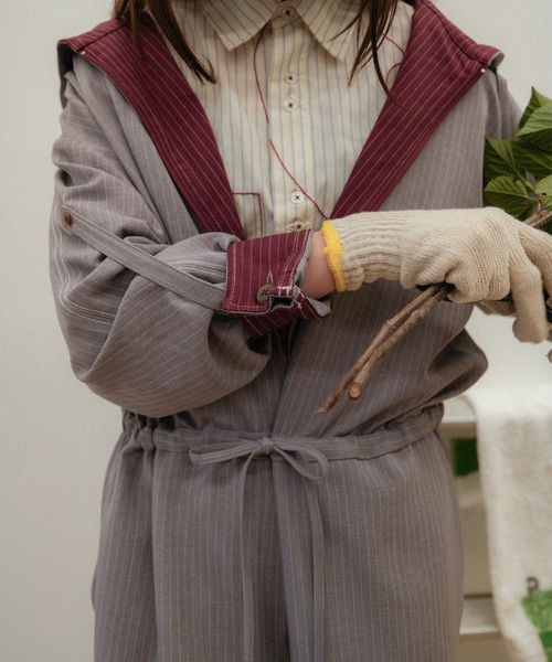 PAMM（パム） オールインワン 肌色のストライプジャンプスーツ