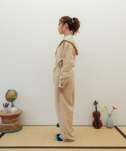 PAMM（パム） オールインワン 肌色のストライプジャンプスーツ