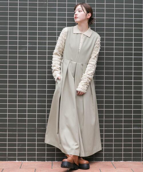 「KBF」 ノースリーブワンピース 36 チャコールグレー レディース_画像3