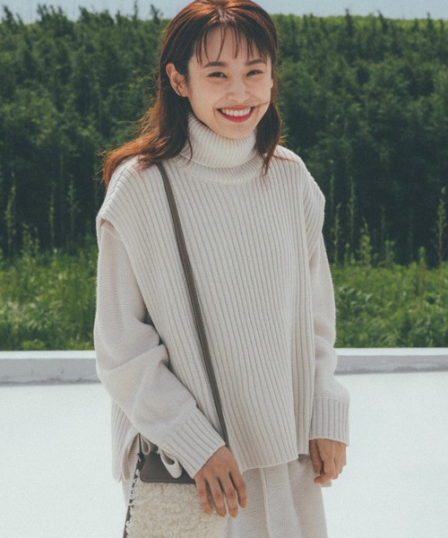 「haco!」 長袖ワンピース LARGE グレー レディース_画像3