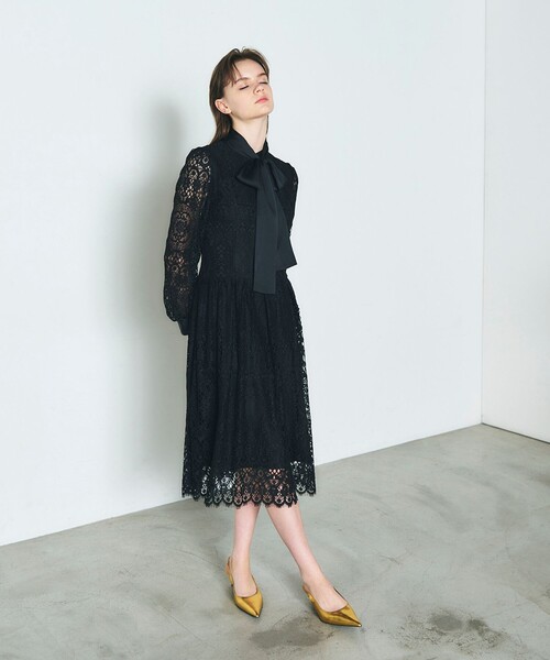 「GRACE CONTINENTAL」 長袖ワンピース 36 ブラック レディース_画像9