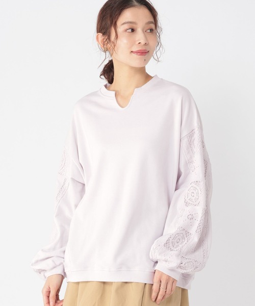 studio CLIP（スタディオクリップ） tシャツ 袖パッチワークレースプル