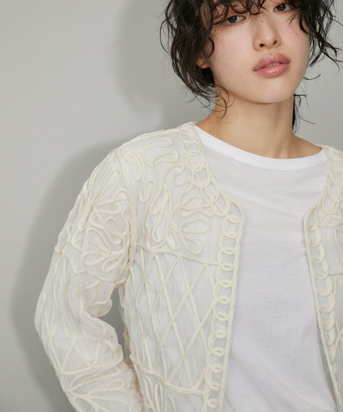 「ADAM ET ROPE'」 カーディガン FREE オフホワイト レディース_画像5