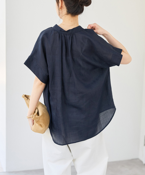 ブラウス シャツ ラミーミックススキッパーブラウス レディースの画像