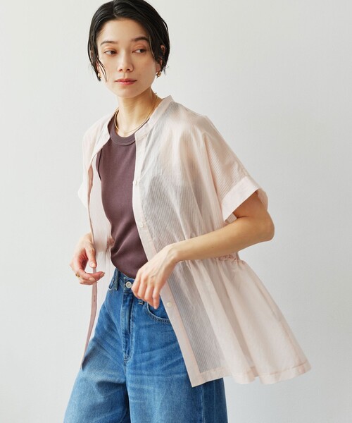 ブラウス シャツ 「結論シリーズ」ギャザーハイウエストブラウス「size SHORTあり」 レディースの画像