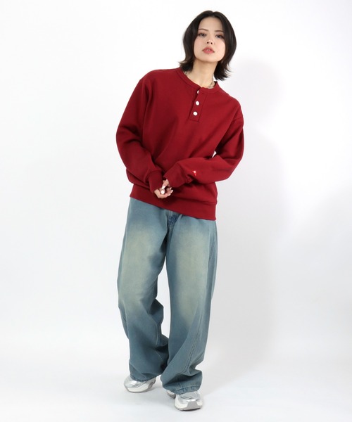 「Healthknit」 スウェットカットソー L マルーン メンズ_画像4