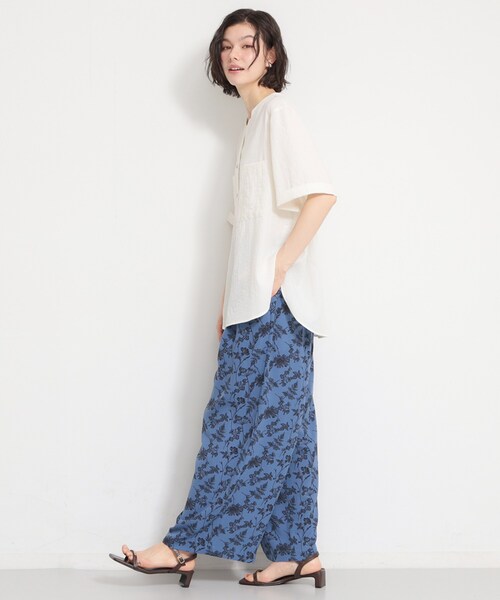 THE SHOP TK ワイドパンツ パンツ 「ひんやり/防しわ/吸水速乾/UV」花