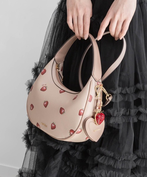 ショルダーバッグ バッグ 「Cherry＆Strawberry」2WAY ハーフムーンショルダーバッグ レディースの画像