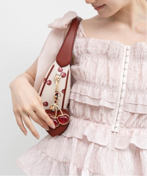 ショルダーバッグ バッグ 「Cherry＆Strawberry」2WAY ハーフムーンショルダーバッグ レディースの画像