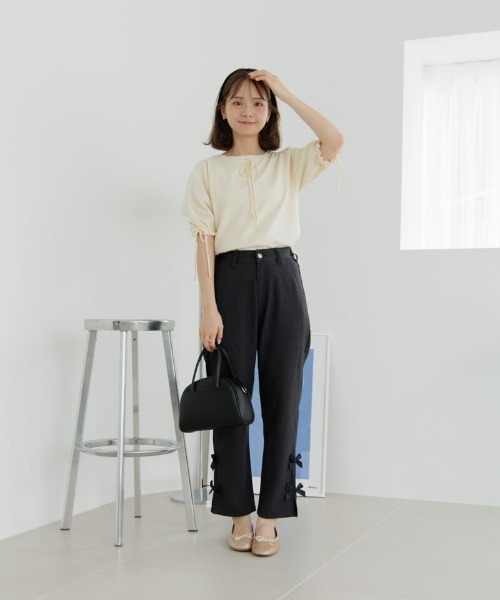 「flower」 半袖ニット FREE ベージュ レディース_画像7