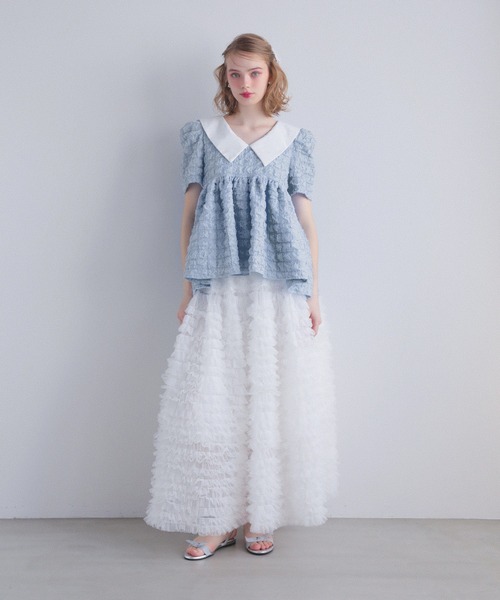 ★machatt ふくれジャガードトップス美品 MERAKI ふくれジャガードビッグカラートップス レディース : ZOZOTOWN