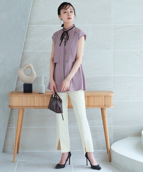 「RUIRUE BOUTIQUE」 ノースリーブブラウス M ライトベージュ レディース_画像6