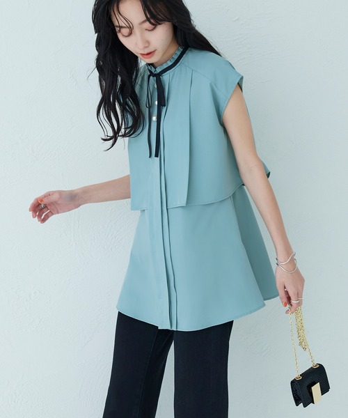 「RUIRUE BOUTIQUE」 ノースリーブブラウス M ライトベージュ レディース_画像8