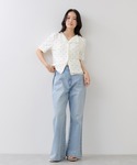 tシャツ 半袖 ドット&無地 レースドッキング...の詳細画像4