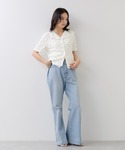 tシャツ 半袖 ドット&無地 レースドッキング...の詳細画像5