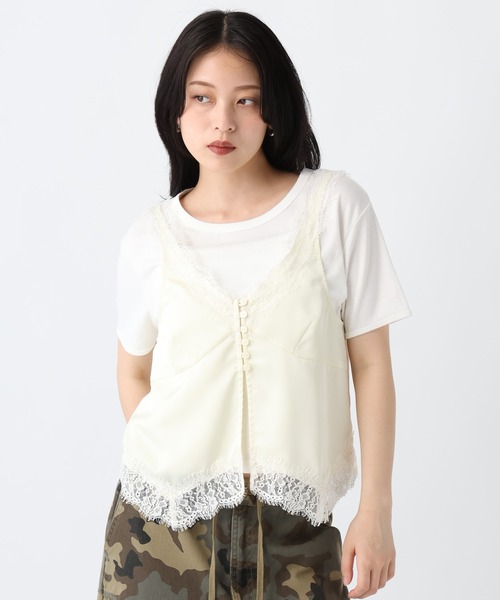 JEANASIS - 今日のみ値下げ新品タグ付き　ジーナシス  ジレ JEANASIS（ジーナシス） ベスト ジレ レースドッキングサテンNS/859258