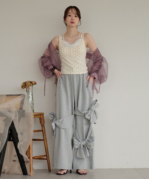 mideal（マイディール） カップ付き キャミソール lace layered tank 