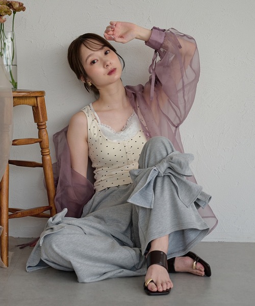 mideal（マイディール） カップ付き キャミソール lace layered tank 