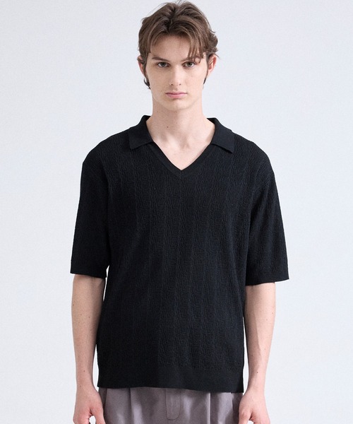 「Parts Lab.」 半袖ニット S チャコールグレー メンズ_画像8