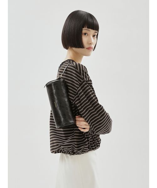 emmi tシャツ emmiロゴクロップドボーダーカットソー レディース