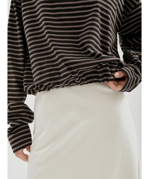 emmi tシャツ emmiロゴクロップドボーダーカットソー レディース