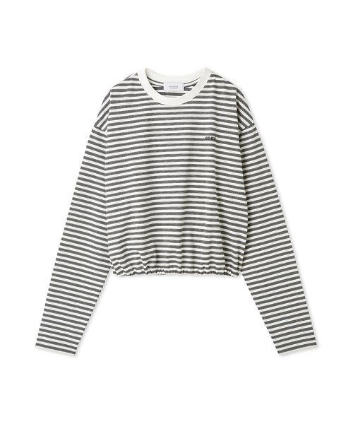emmi tシャツ emmiロゴクロップドボーダーカットソー レディース