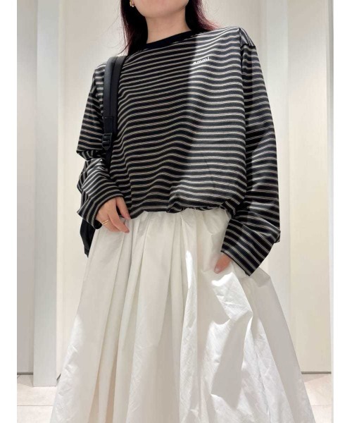 emmi tシャツ emmiロゴクロップドボーダーカットソー レディース