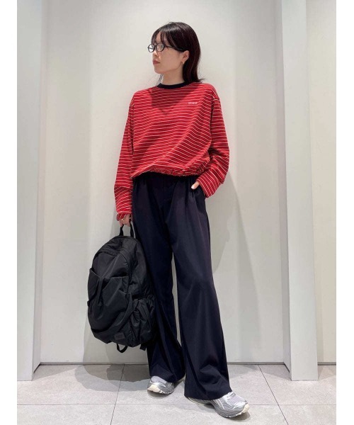 emmi tシャツ emmiロゴクロップドボーダーカットソー レディース