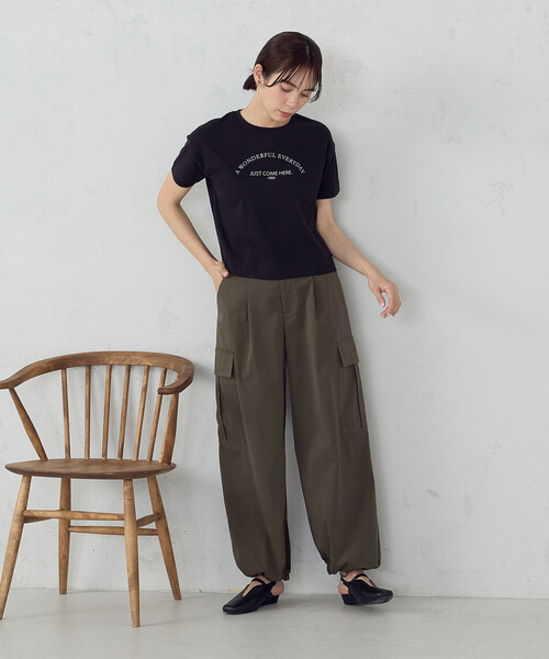 「COMME CA ISM」 カーゴパンツ MEDIUM ブラック レディース_画像6
