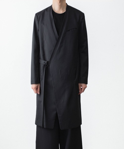 ノーカラーコート コート SHADOW STRIPE TYROCKEN COAT メンズの画像