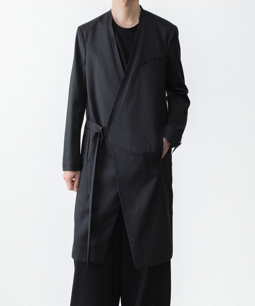 ノーカラーコート コート SHADOW STRIPE TYROCKEN COAT メンズの画像