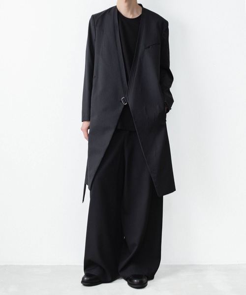 ノーカラーコート コート SHADOW STRIPE TYROCKEN COAT メンズの画像