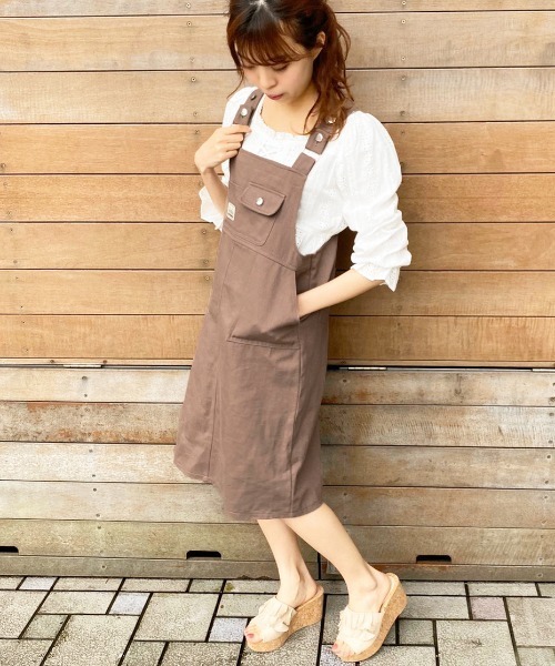 apres jour ワンピース ジャンパースカート ワッペン付き