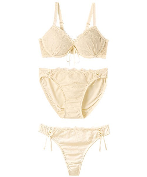 ブラジャー ショーツセット 「3点セット」レースアップヌーディ