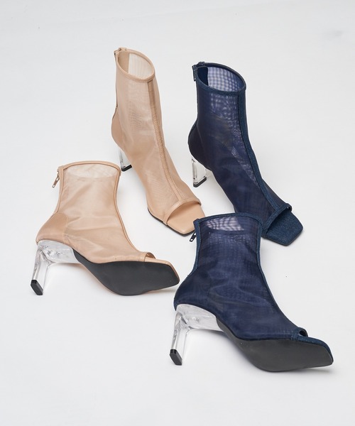 SPIRALGIRL（スパイラルガール） ブーツ クリアヒールシアーショート