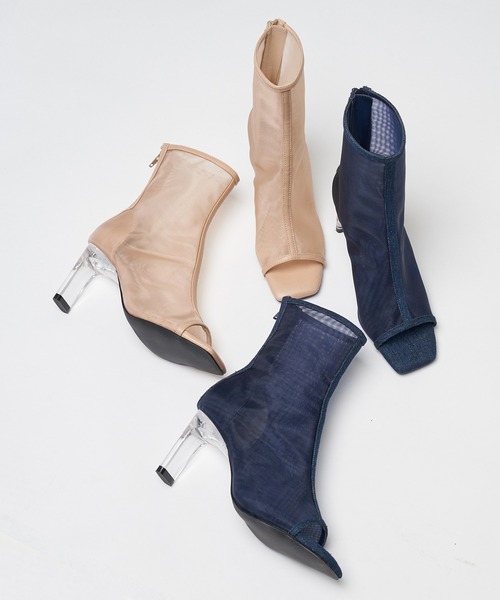 SPIRALGIRL（スパイラルガール） ブーツ クリアヒールシアーショート