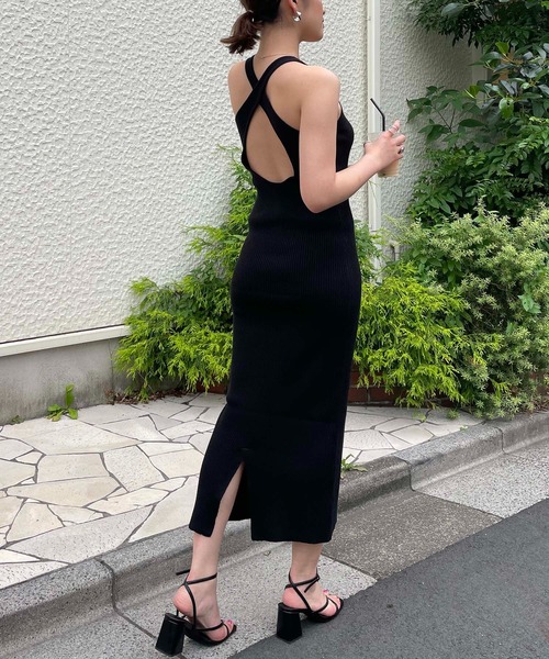 オープンバックワンピース ロング スリット キャミ 10180 バックオープンキャミフレアロングワンピース – Darich (ダーリッチ)