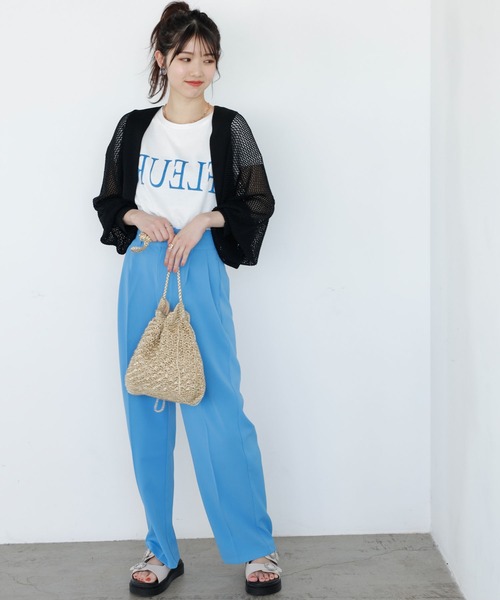 カーディガン バックラインメッシュカーデ レディース GeeRA カーディガン バックオープンサマーメッシュボレロ