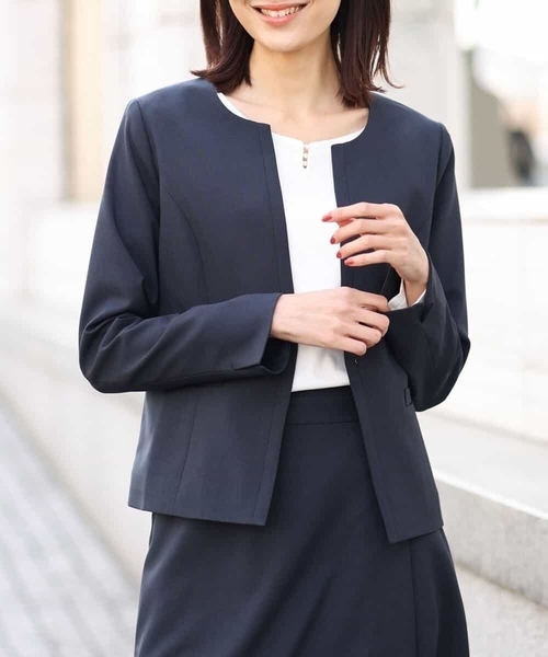 オフオン/[セットアップ対応]サステナブルノーカラージャケット/洗える OFUON（オフオン） ジャケット ノーカラージャケット 「セットアップ