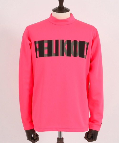 tシャツ mlt4366-Barcode Print Mock Neck Long Sleeve Tee Tシャツ  