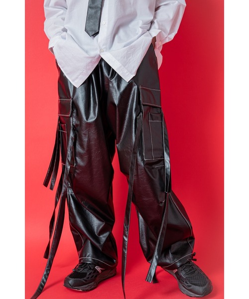 カーゴパンツ a.p.o.v. レザーテクノパンツ メンズ レディースの画像