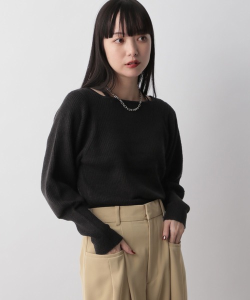 ソロＬ LOWRYS FARM ニット セーター ストラップスクエアニットプル