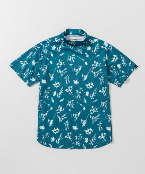 AKM - 【新品】LUXEAKMPLUS ボタニカル 半袖モックネック Lサイズ ネイビー LUXE AKM PLUS tシャツ LUXEAKMPLUS(リュクスエイケイエムプラス