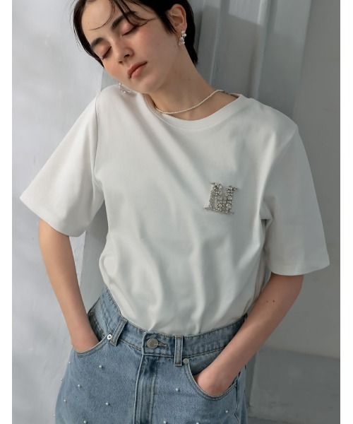 新品未使用♪ Max Mara キラキラビジューが素敵な♪肌触り良いTシャツ Silk and cotton knit T-shirt, pink | Weekend Max Mara