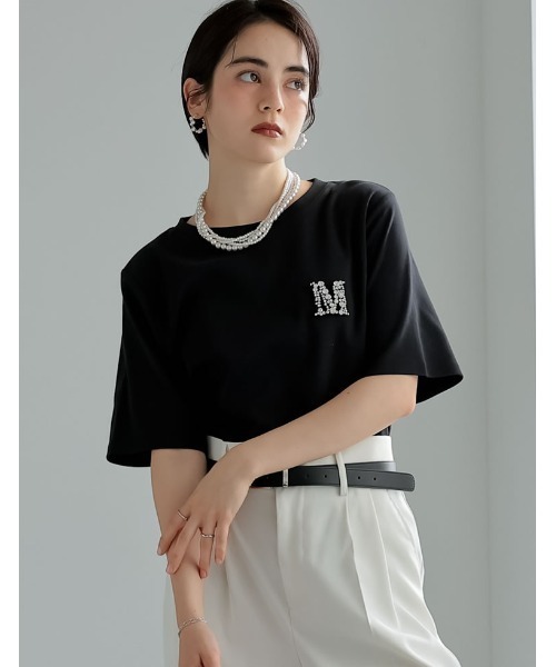極美品　N°21 ビジュー付きロゴ Tシャツ ホワイト 極美品 N°21 ビジュー付きロゴ Tシャツ ホワイト