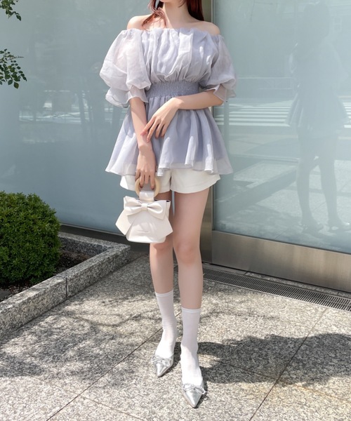 NOMAE ブラウス シャツ シアーオフショルチュニックブラウス