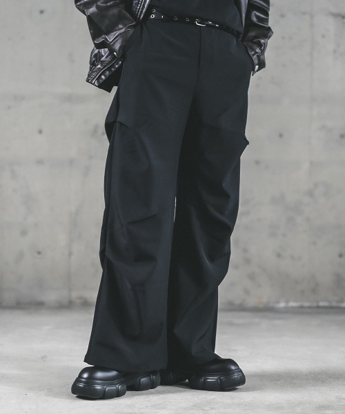 Shoowtime スラックス ワイドシュリンクドレープスラックス