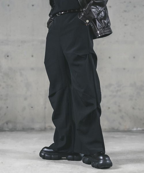 Shoowtime スラックス ワイドシュリンクドレープスラックス